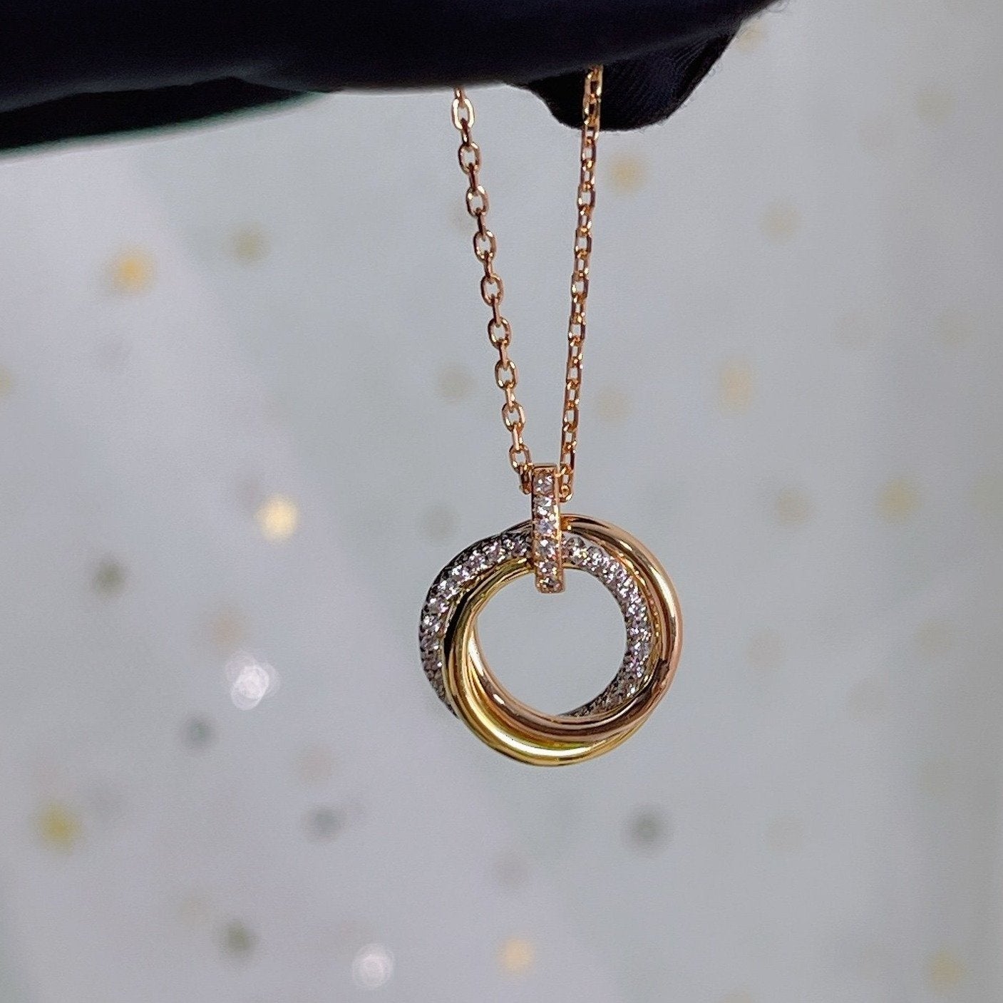 ¡®Imperial¡¯TRINITY NECKLACE SILVER GOLD PINK GOLD DIAMONDS
