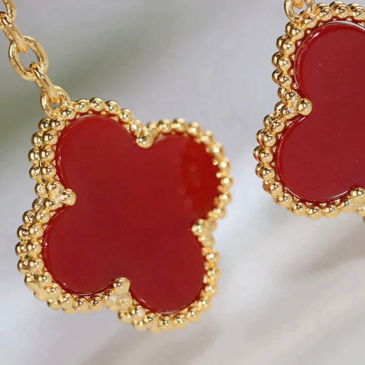 ¡®Imperial¡¯CLOVER  2 MOTIF  TIGER EYE CARNELIAN EARRINGS