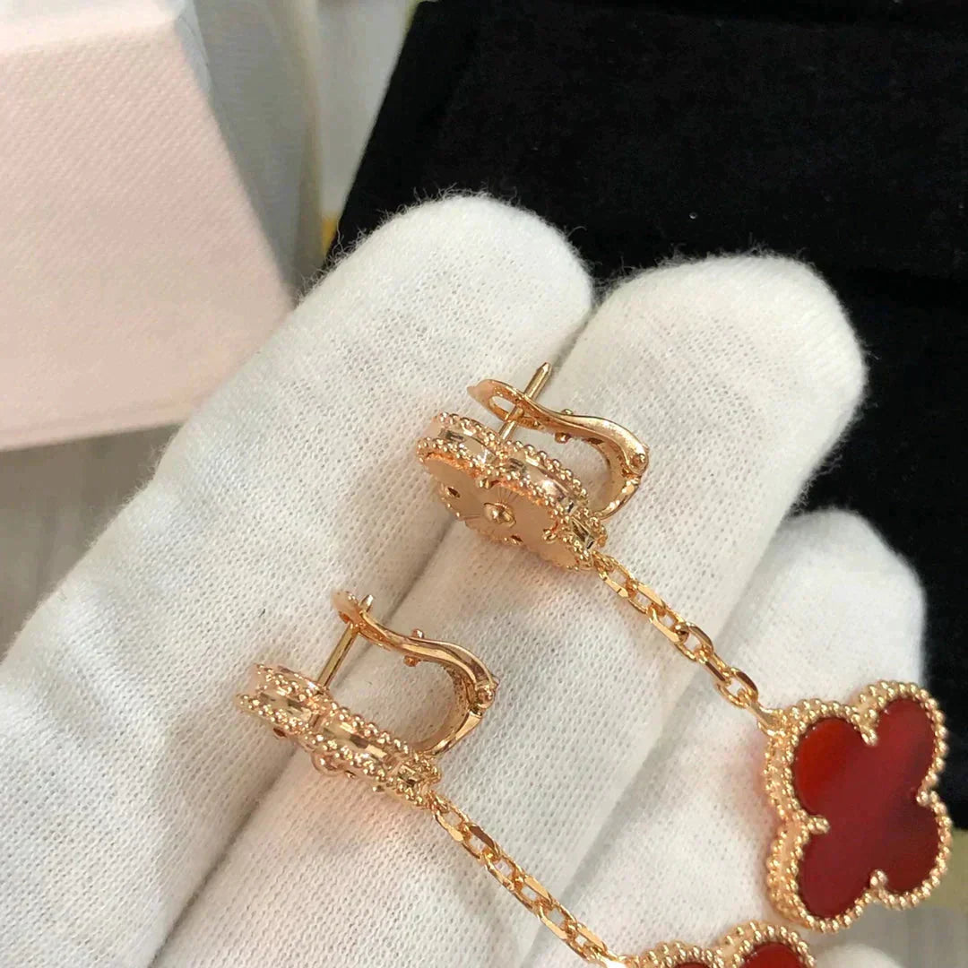 ¡®Imperial¡¯CLOVER 2 MOTIF  LASER CARNELIAN EARRINGS