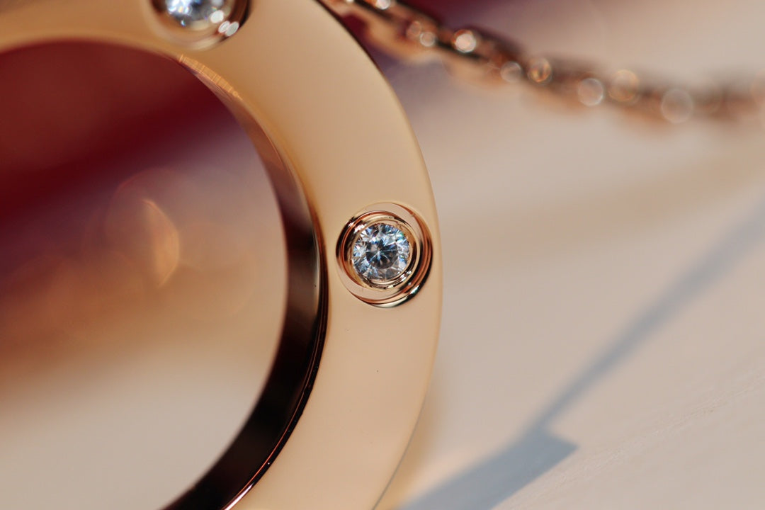 ¡®Imperial¡¯LOVE NECKLACE 16MM 6 DIAMONDS PINK GOLD