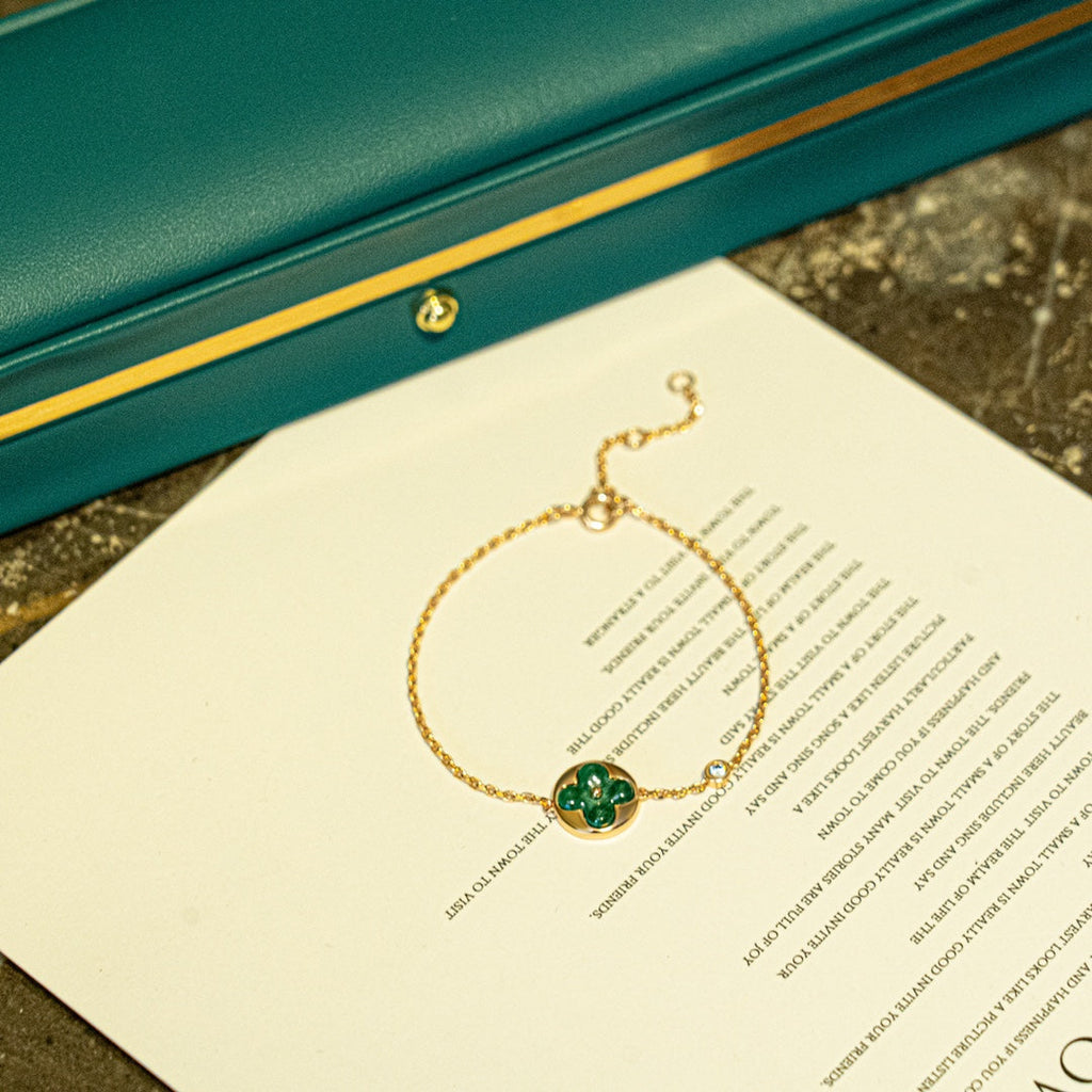 ¡®Imperial¡¯SUN MALACHITE 1 DIAMOND PINK GOLD BRACELET