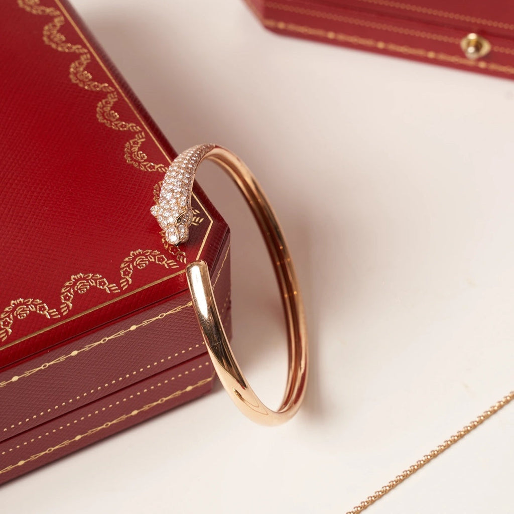 ¡®Imperial¡¯PANTHERE ROSE GOLD DIAMOND OPEN BRACELET