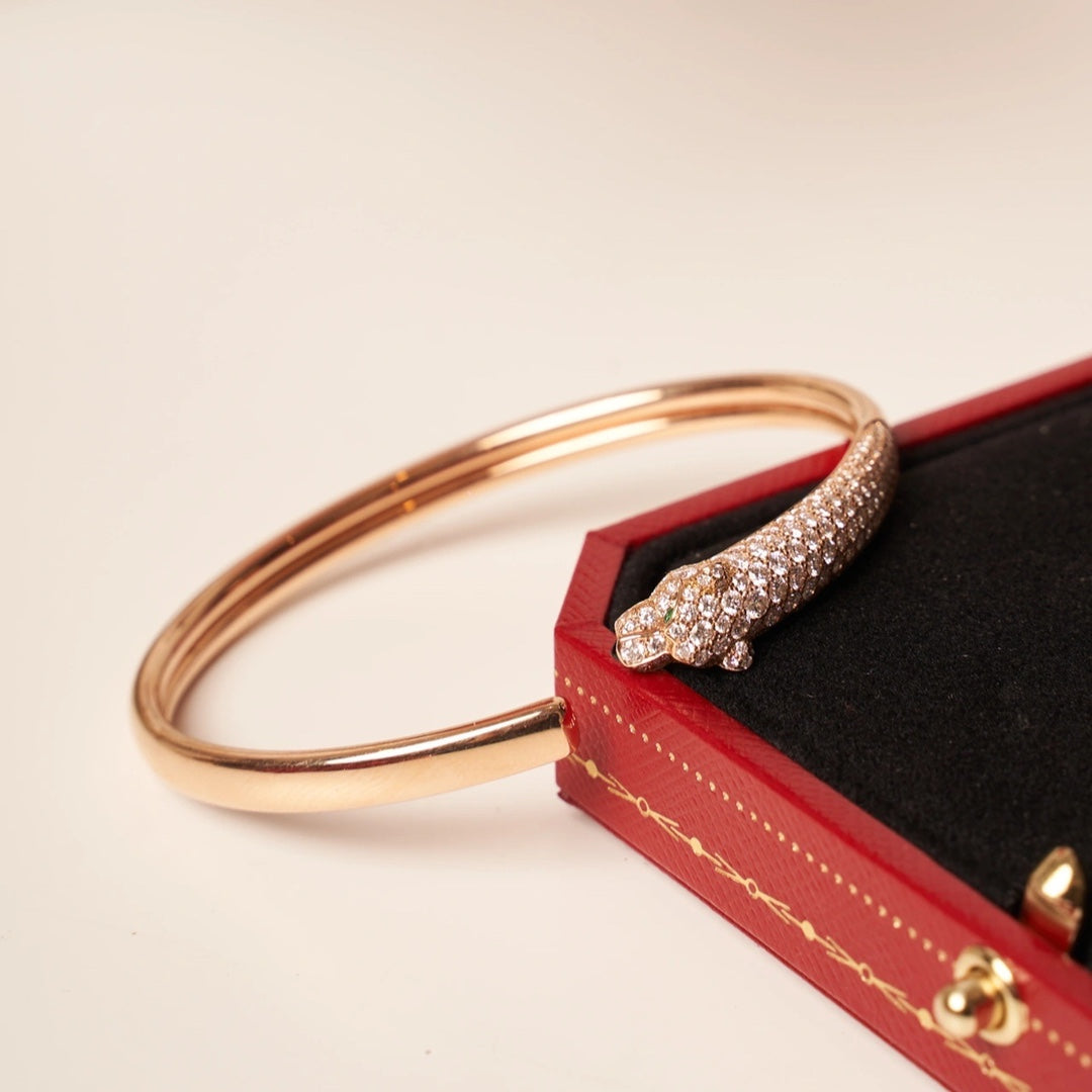 ¡®Imperial¡¯PANTHERE ROSE GOLD DIAMOND OPEN BRACELET