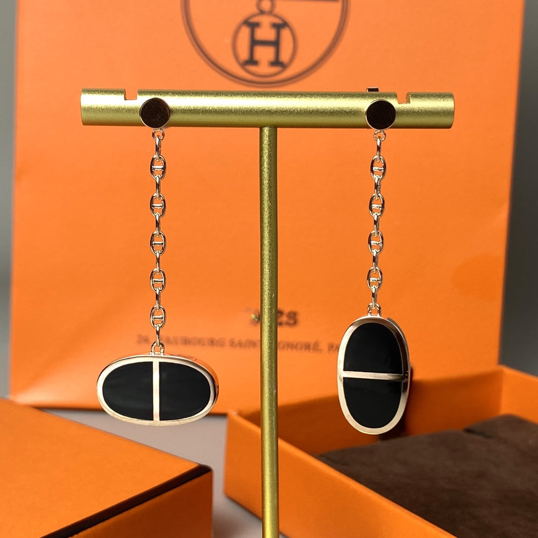 ¡®Imperial¡¯CHAINE VERSO BLACK CERAMIC EARRINGS