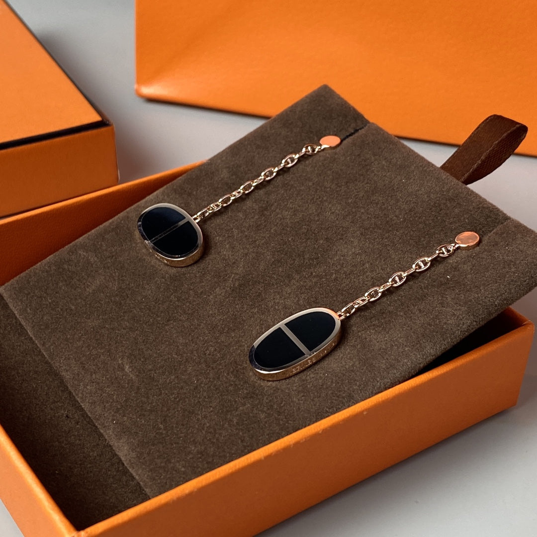 ¡®Imperial¡¯CHAINE VERSO BLACK CERAMIC EARRINGS