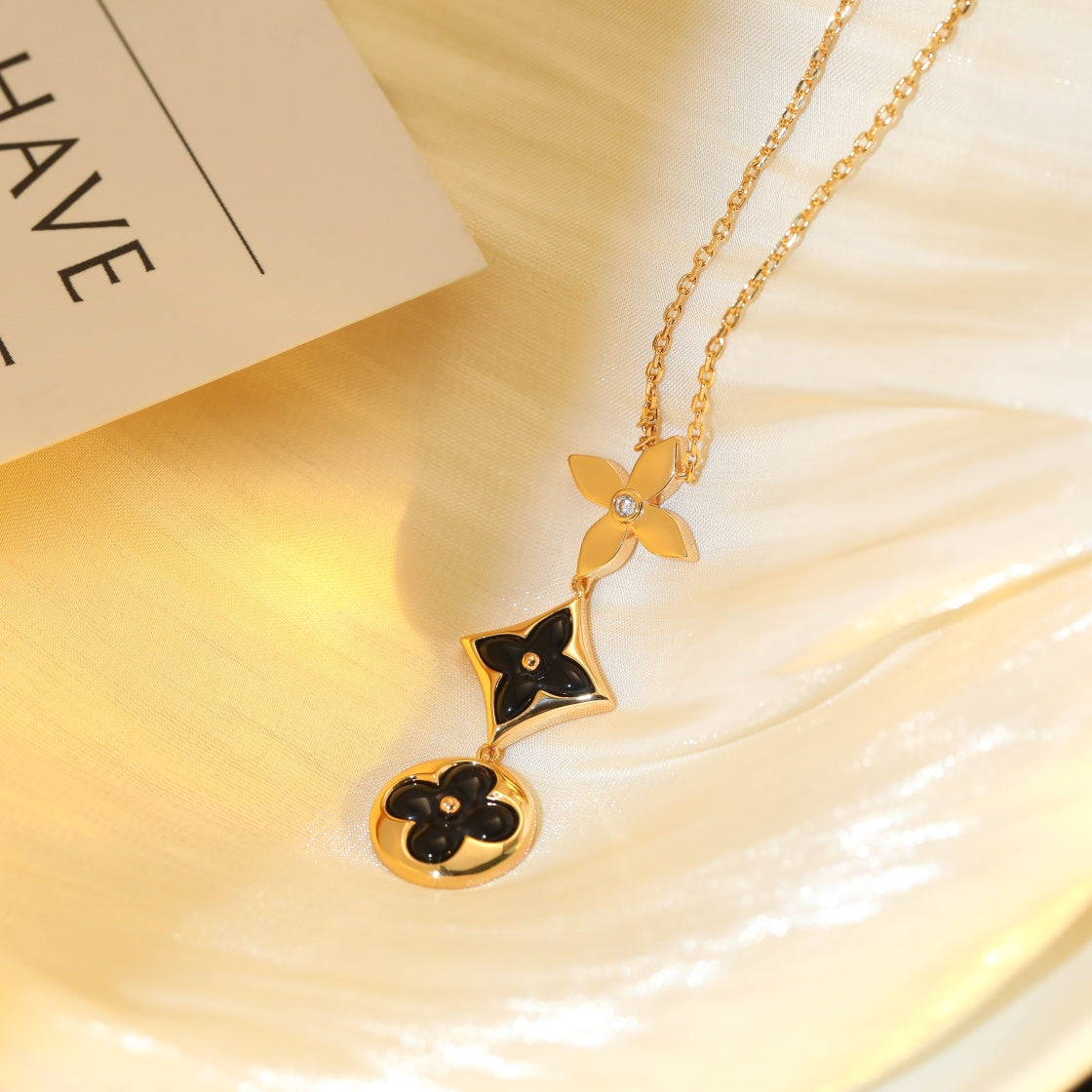 ¡®Imperial¡¯STAR AND SUN ONYX PINK GOLD NECKLACE