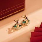 ¡®Imperial¡¯CLOVER MEDIUM 1 MOTIFS MALACHITE  EARRINGS