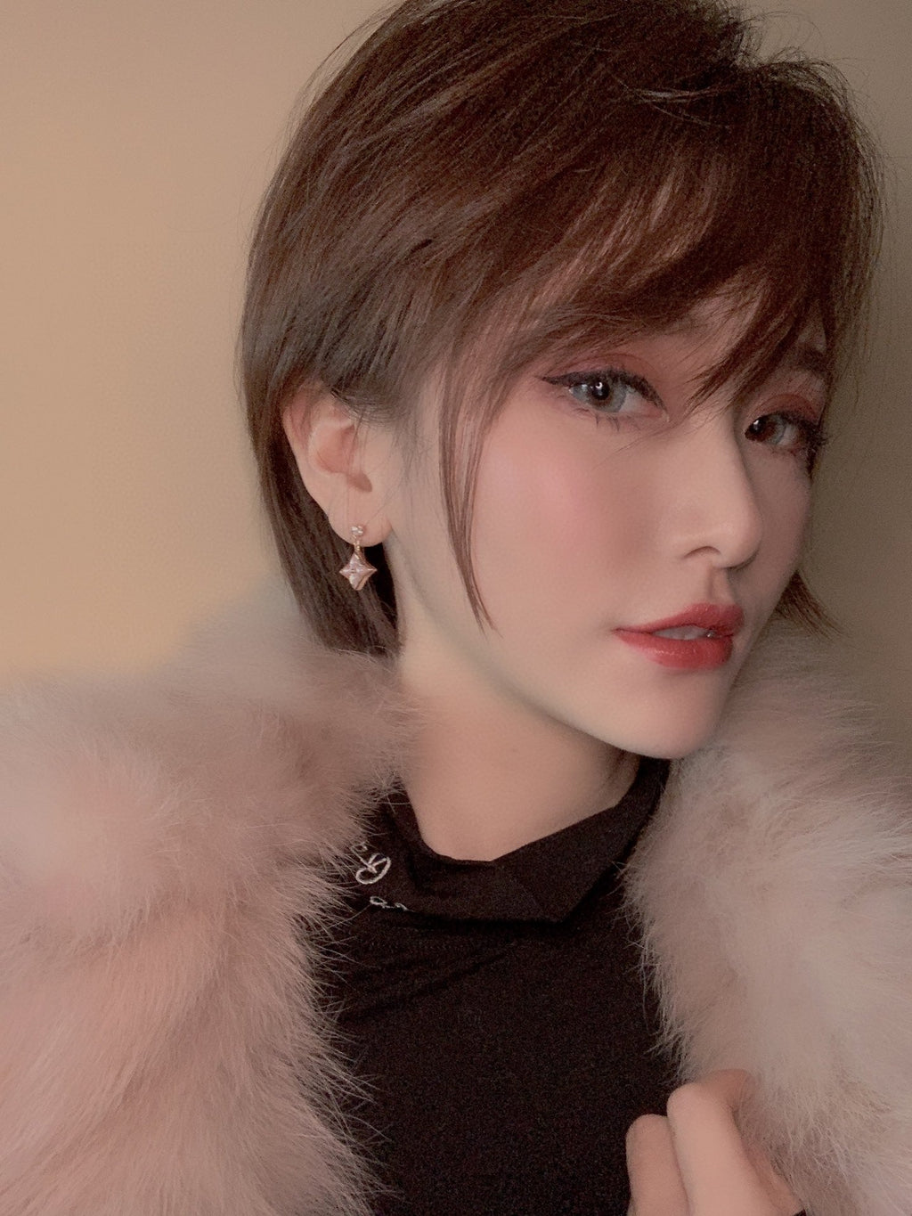 ¡®Imperial¡¯DOUBLE STAR PINK GOLD MOP DROP EARRINGS