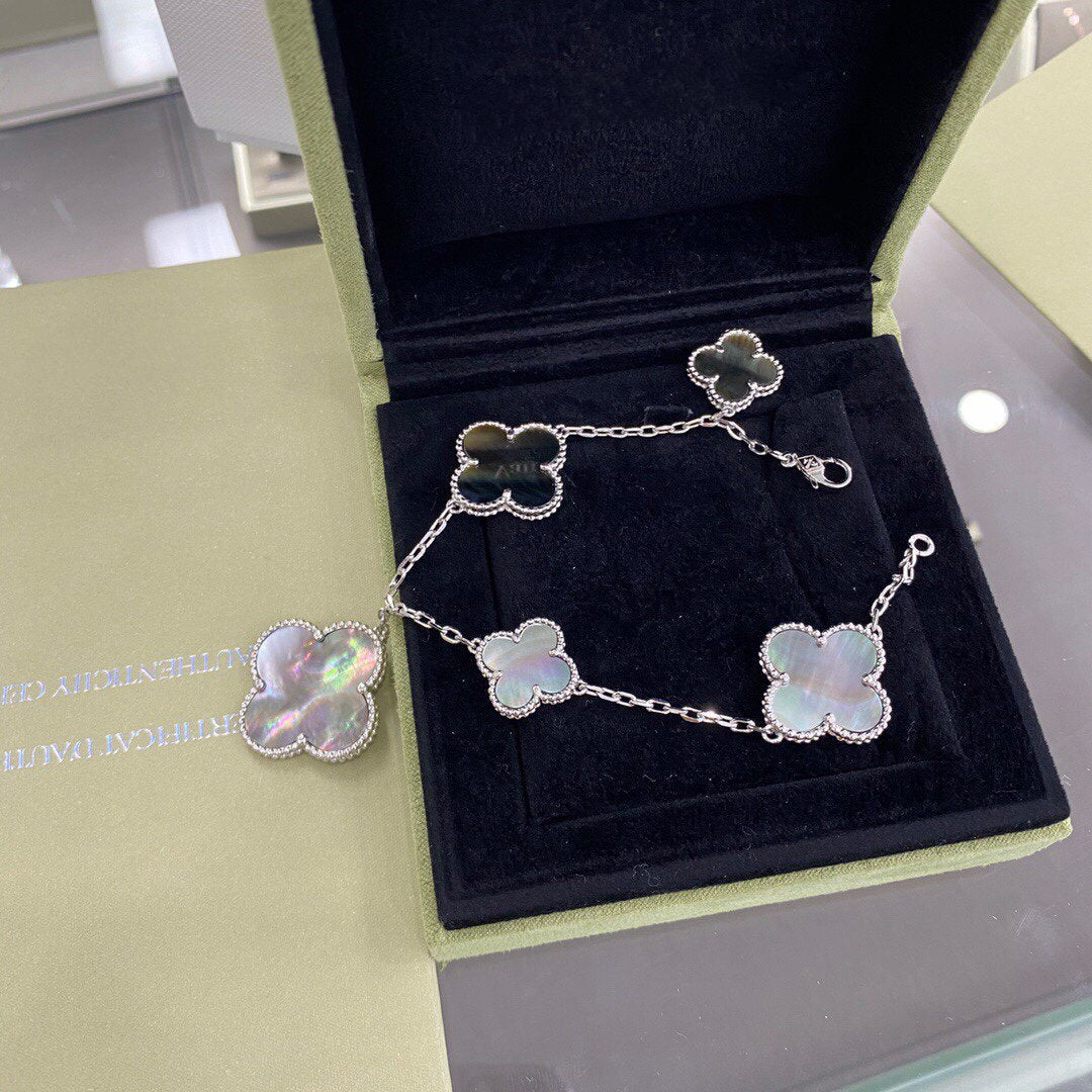 ¡®Imperial¡¯CLOVER 5 MOTIFS SIVLER DARK MOP BRACELET