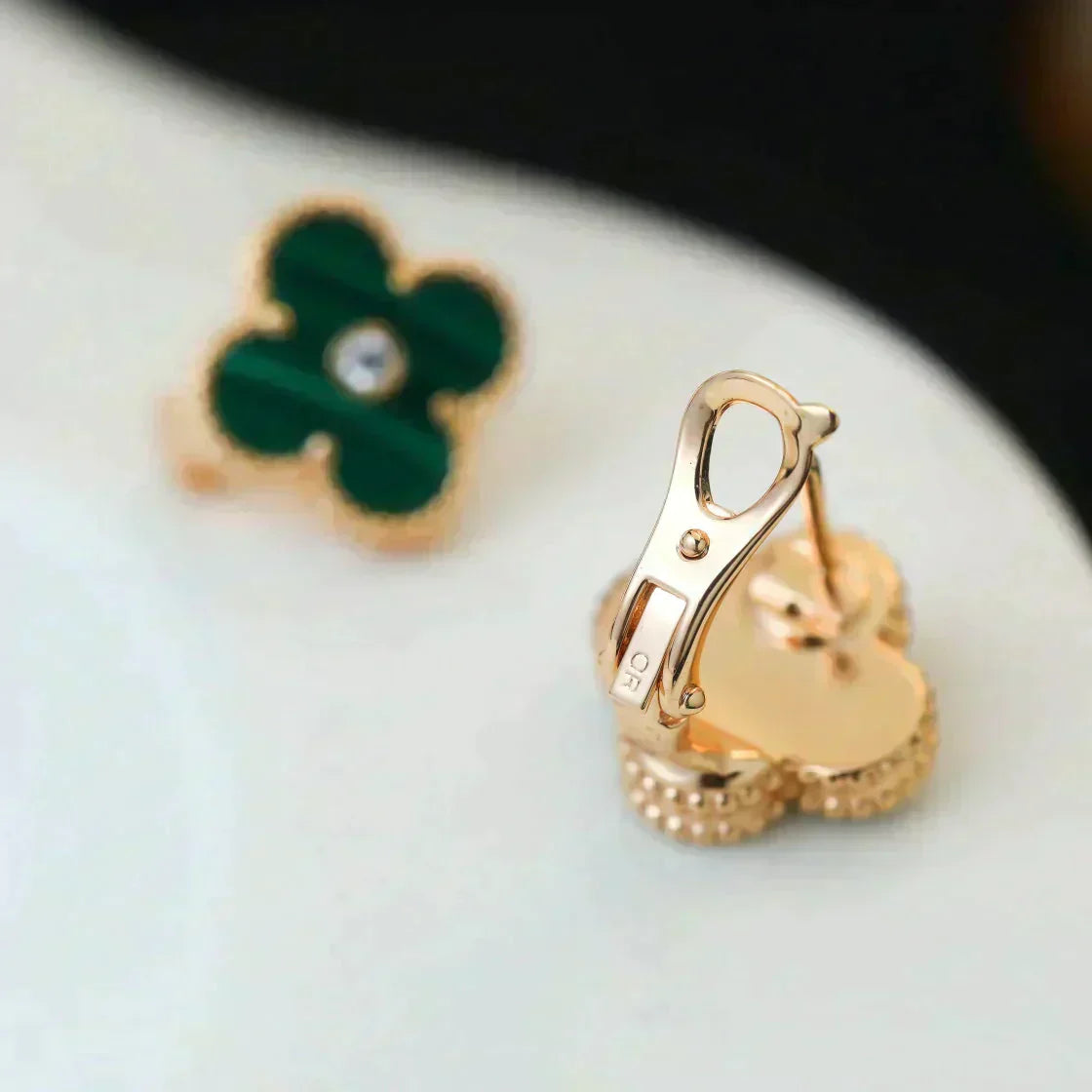 ¡®Imperial¡¯CLOVER MEDIUM 1 MOTIFS MALACHITE DIAMOND EARRINGS