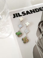 ¡®Imperial¡¯CLOVER 3 MOTIFS CHALCEDONY DARK MOP SILVER EARRINGS