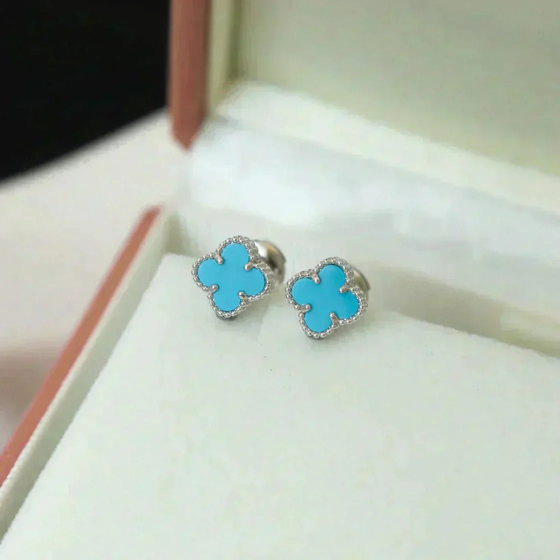 ¡®Imperial¡¯CLOVER MINI 9.5MM ONYX STUD EARRINGS SILVER