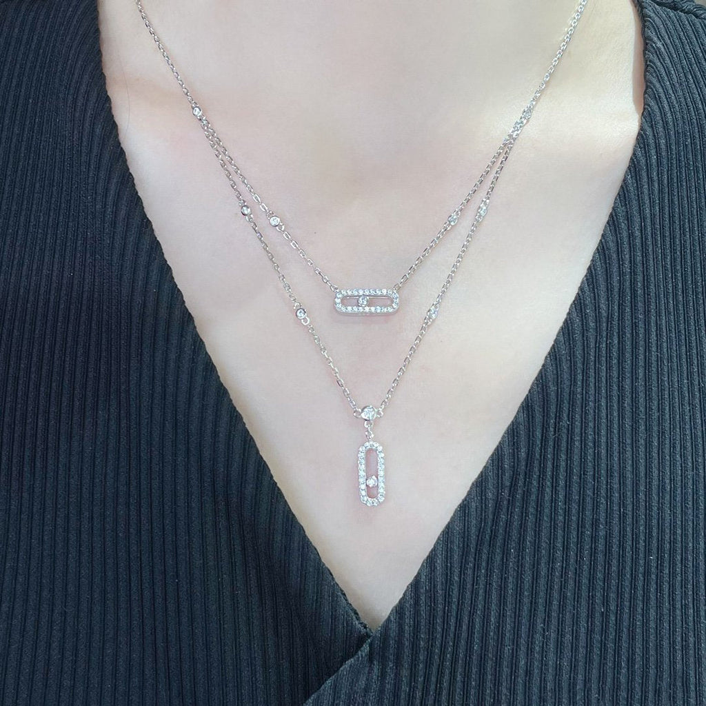 [Imperial Jewelrys]MOVE 2 ROW DIAMOND NECKLACE