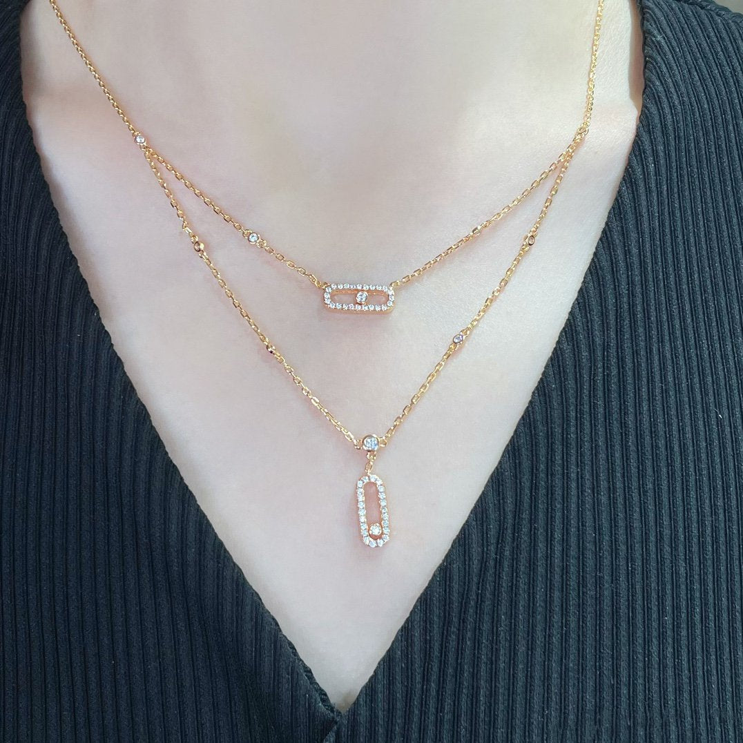 [Imperial Jewelrys]MOVE 2 ROW DIAMOND NECKLACE