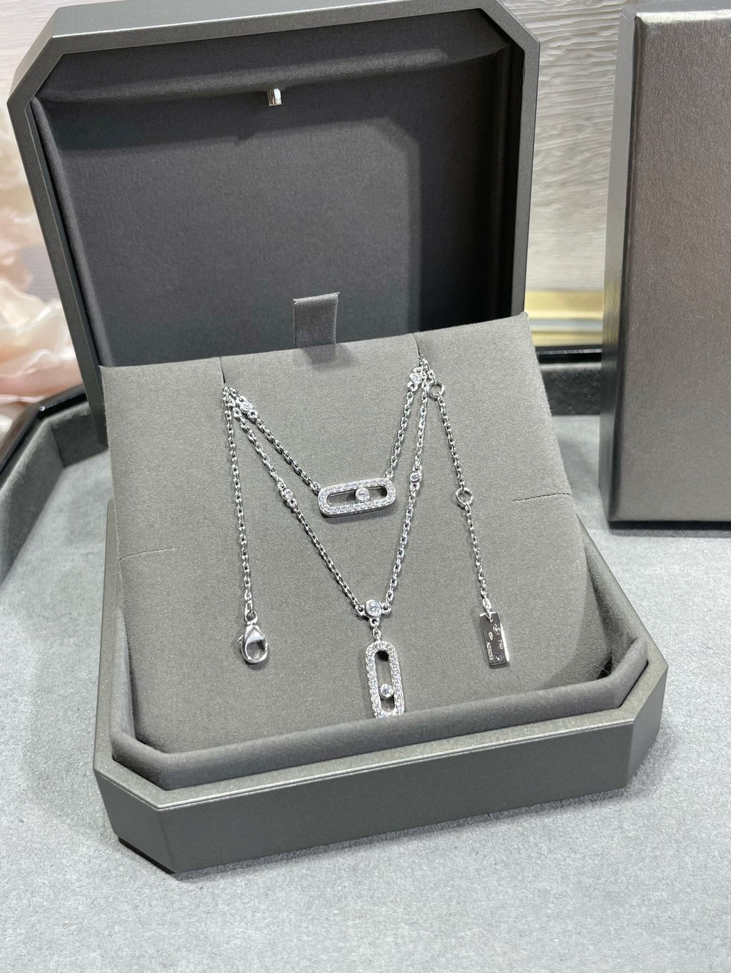 [Imperial Jewelrys]MOVE 2 ROW DIAMOND NECKLACE