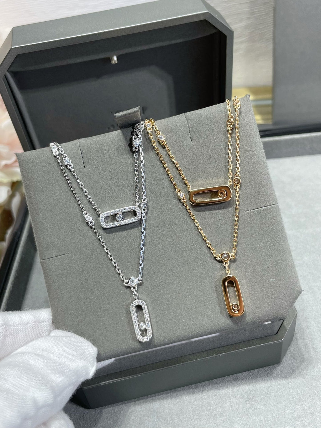 [Imperial Jewelrys]MOVE 2 ROW DIAMOND NECKLACE