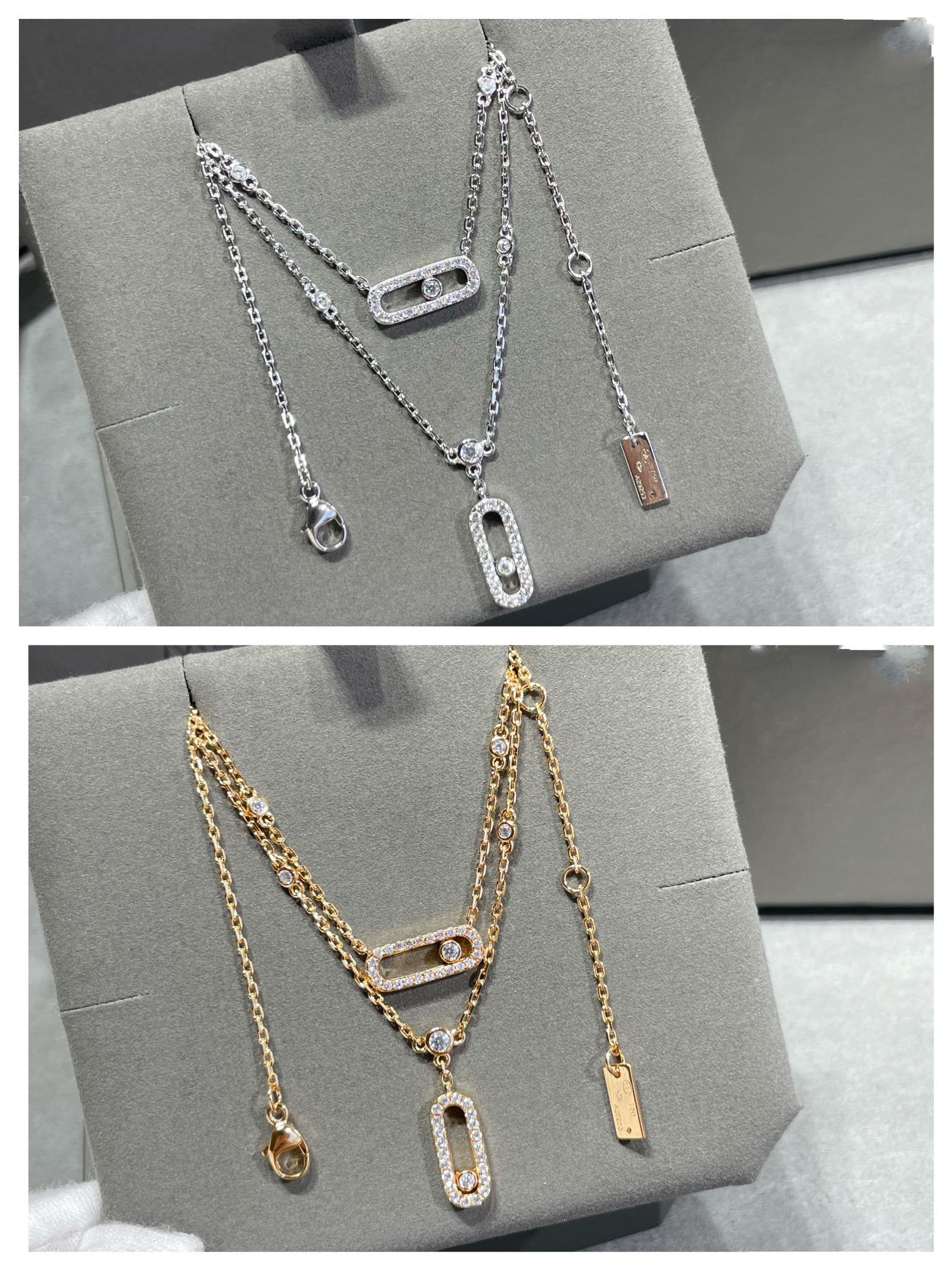 [Imperial Jewelrys]MOVE 2 ROW DIAMOND NECKLACE