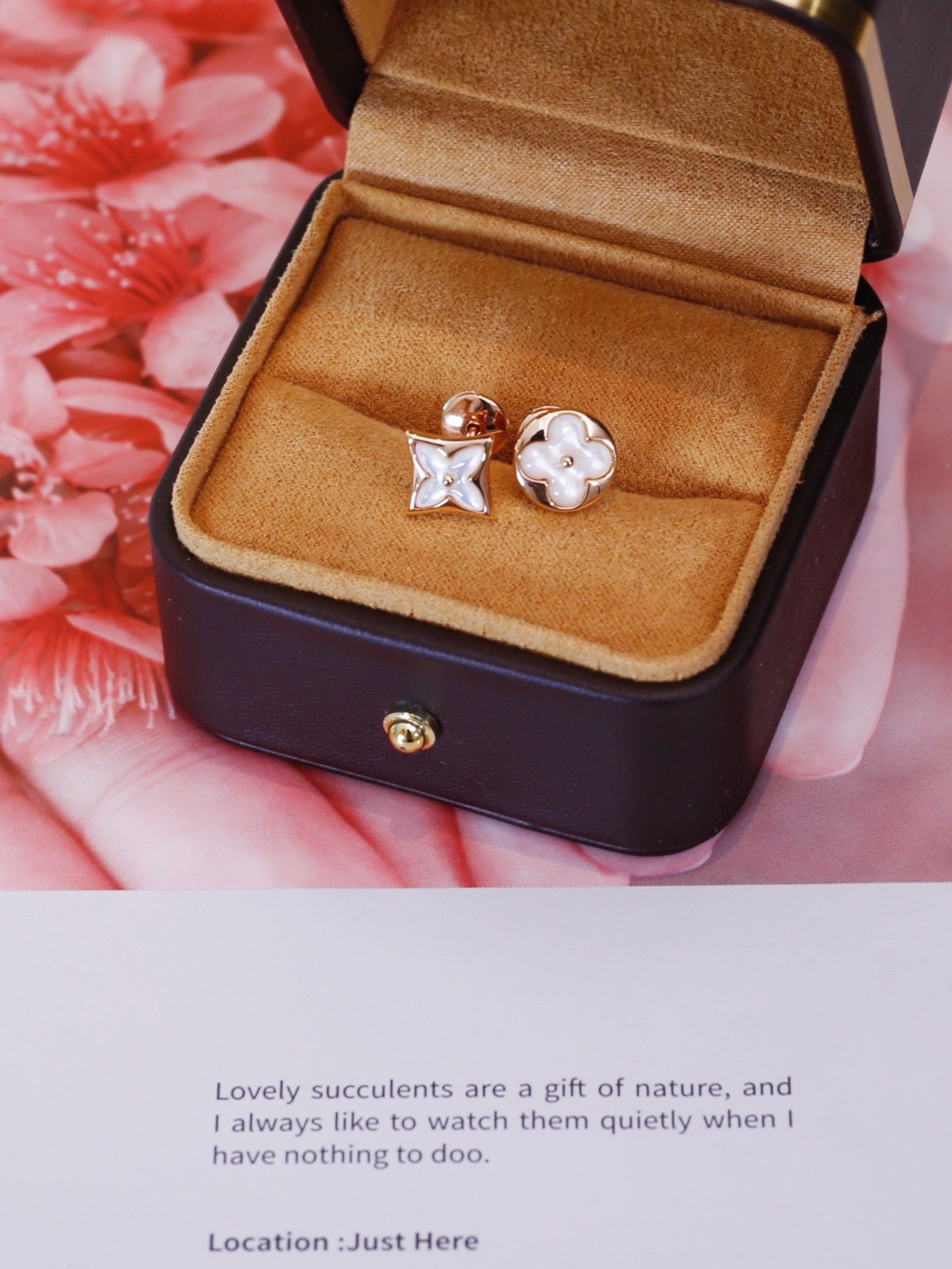 ¡®Imperial¡¯STAR AND SUN PINK GOLD MOP STUD EARRINGS