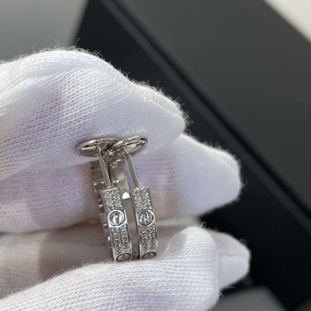 ¡®Imperial¡¯LOVE DIAMOND SILVER HOOP EARRINGS
