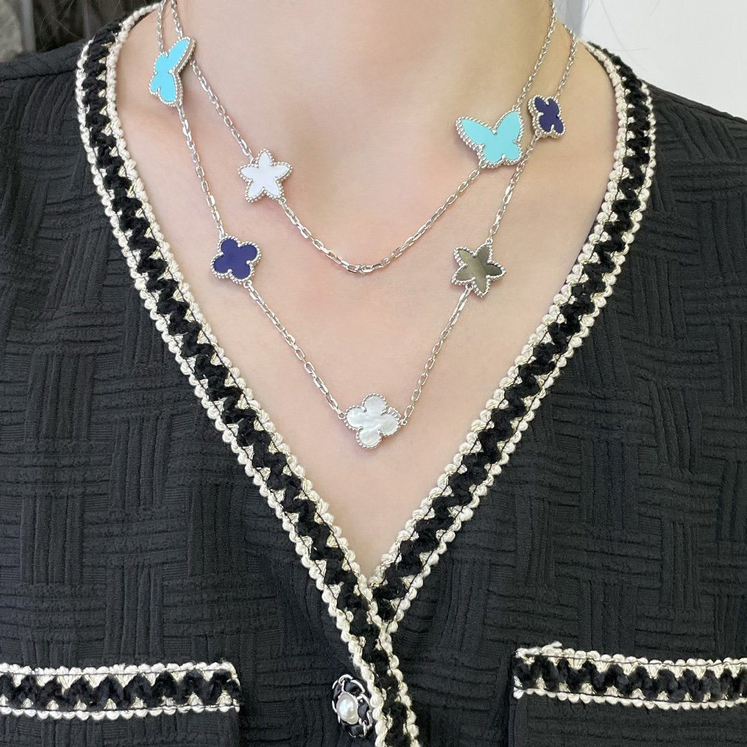 ¡®Imperial¡¯LUCKY CLOVER SILVER 11 MOTIF NECKLACE