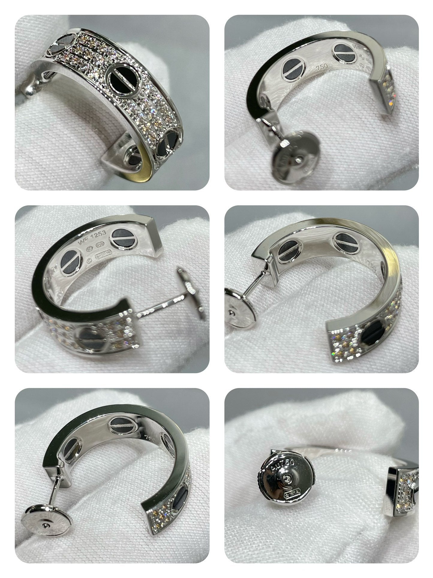 ¡®Imperial¡¯LOVE CERAMIC DIAMOND PAVED SILVER EARRINGS