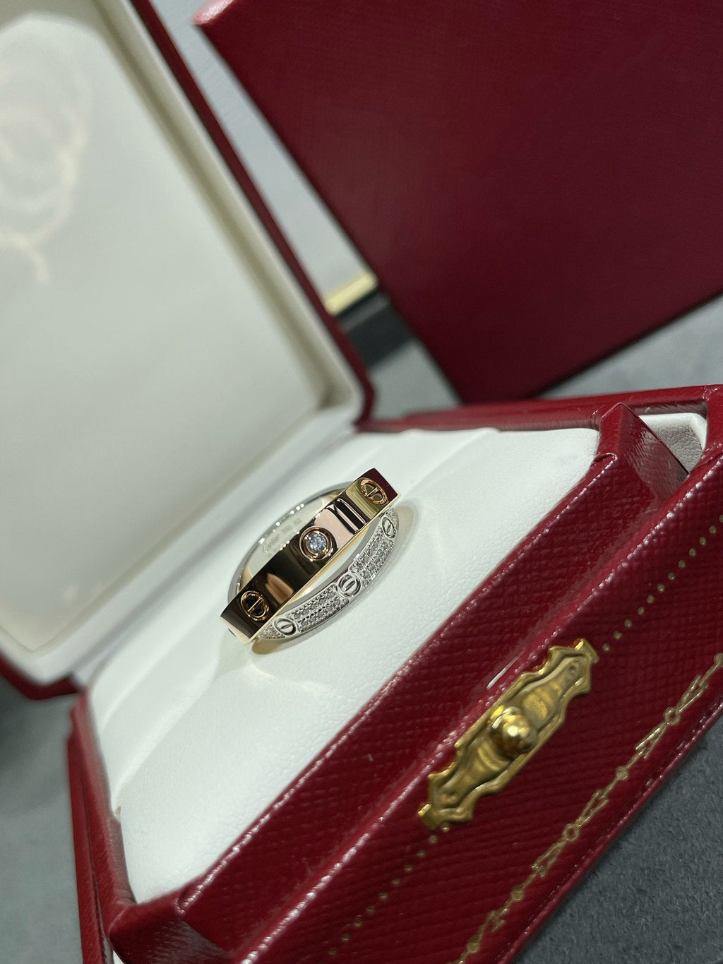 ¡®Imperial¡¯LOVE PINK GOLD SILVER DIAMOND DOUBLE RING