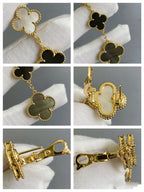 ¡®Imperial¡¯CLOVER 3 MOTIF MOP ONYX DARK MOP PINK GOLD EARRINGS