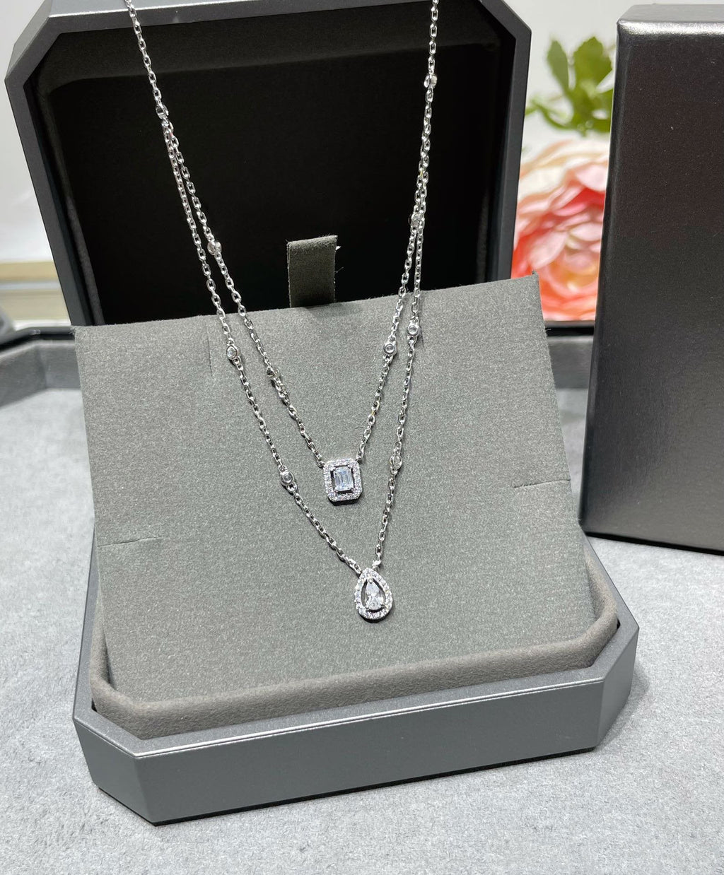 [Imperial Jewelrys]MY TWIN 2 ROW DIAMOND NECKLACE
