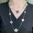 ¡®Imperial¡¯CLOVER 16 MOTIF CHALCEDONY MOP SILVER NECKLACE