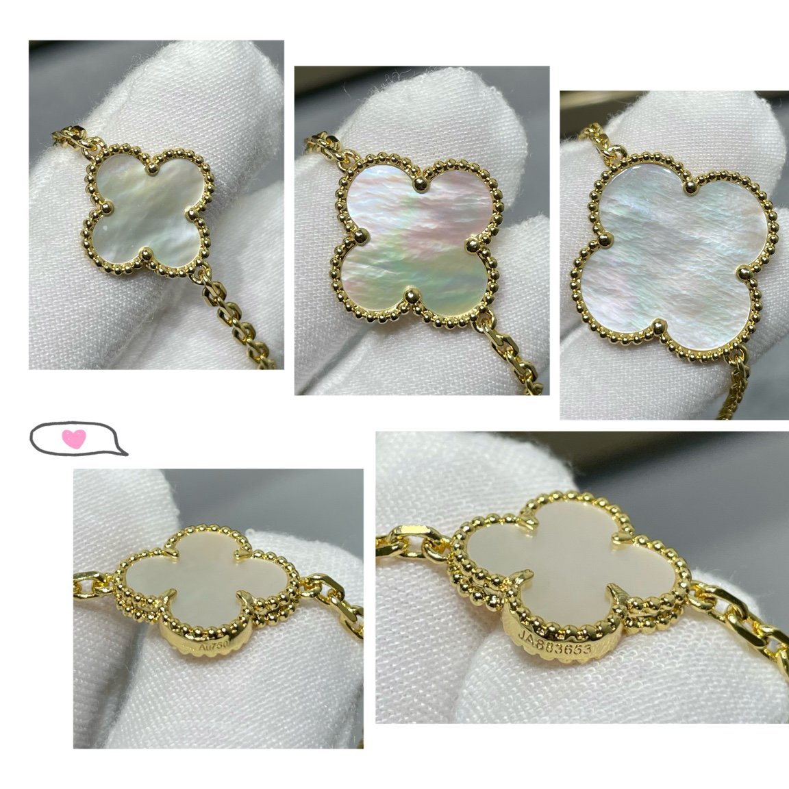 ¡®Imperial¡¯CLOVER 16 MOTIF WHITE MOP GOLD NECKLACE