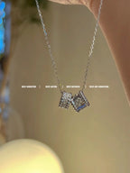 ¡®Imperial¡¯PERLEE DOUBLE PENDANT SILVER DIAMOND NECKLACE