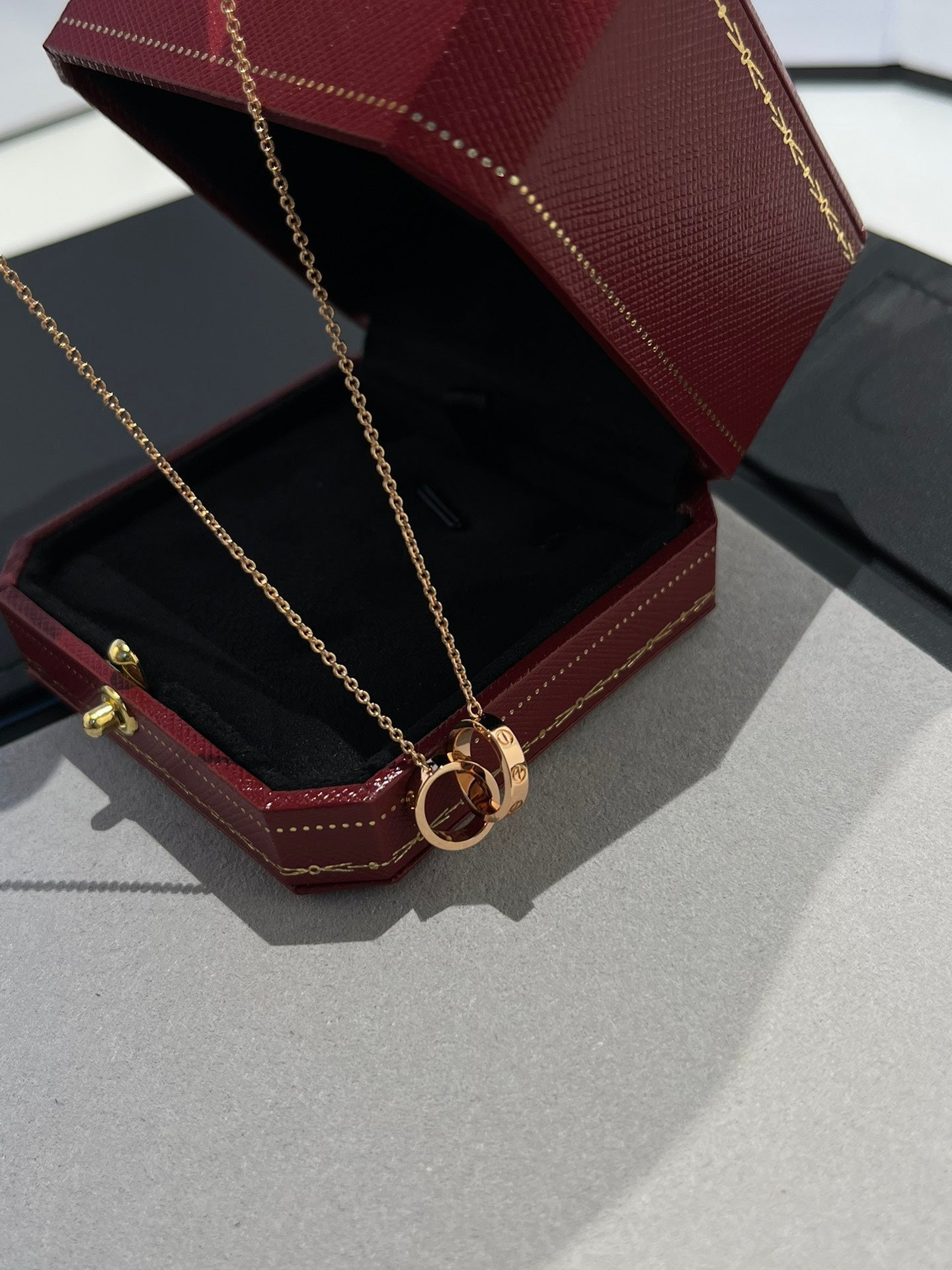 ¡®Imperial¡¯LOVE NECKLACE DOUBLE RING PINK GOLD
