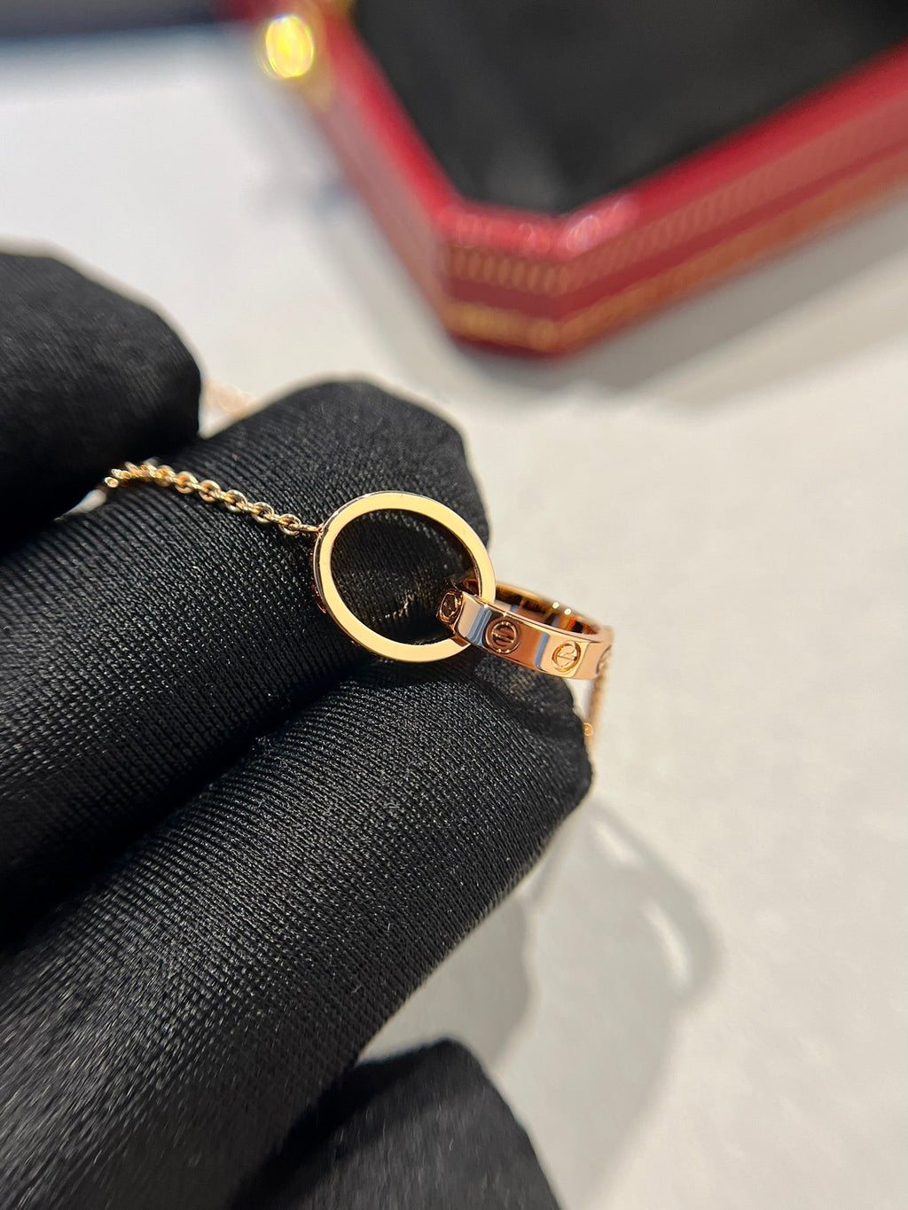 ¡®Imperial¡¯LOVE NECKLACE DOUBLE RING PINK GOLD