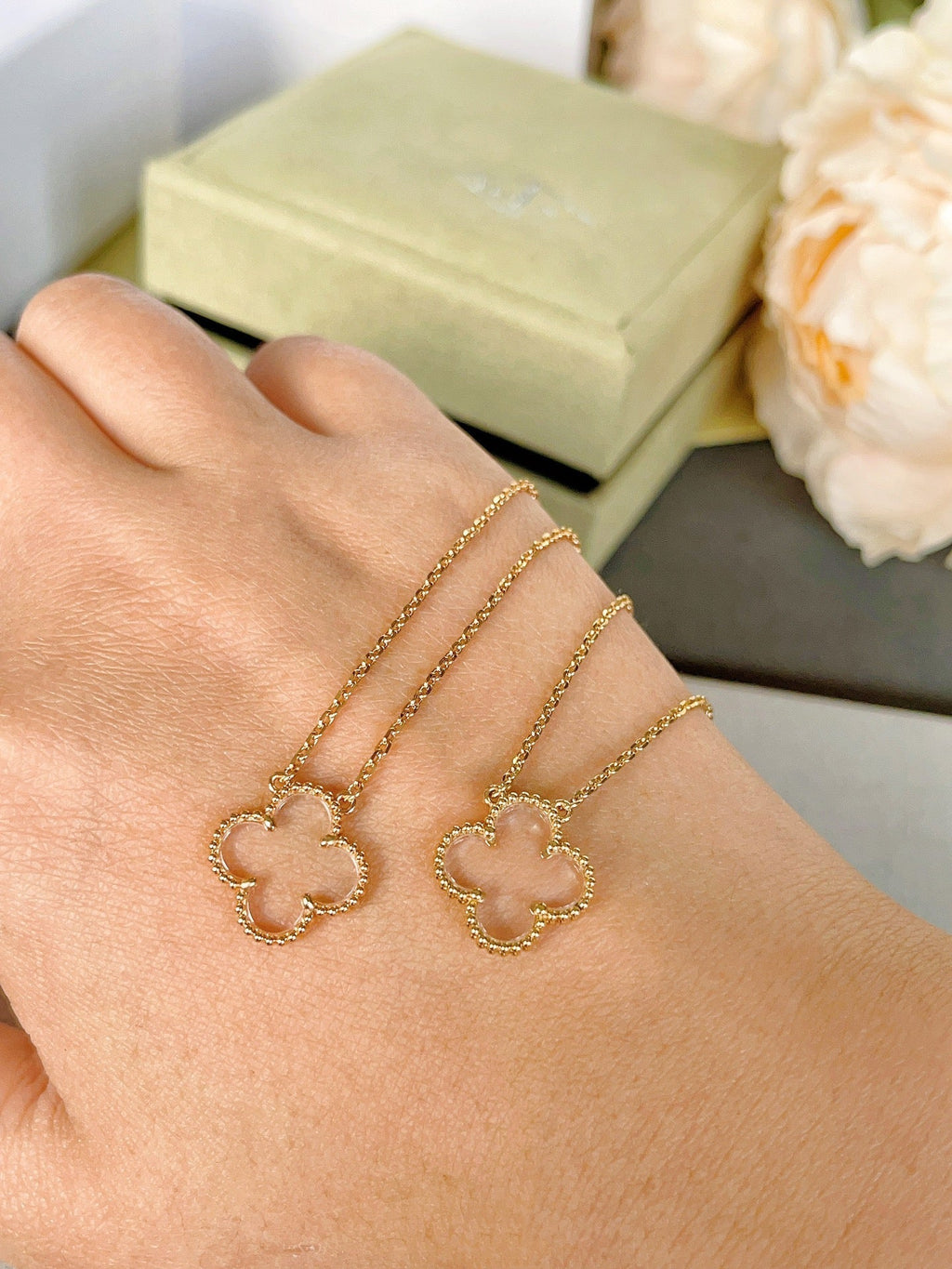 ¡®Imperial¡¯CLOVER ROCK CRYSTAL ROSE GOLD NECKLACE