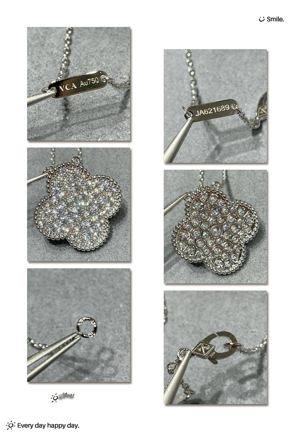 ¡®Imperial¡¯CLOVER 25MM LARGE PENDANT DIAMOND PAVED SILVER NECKLACE