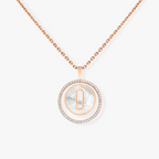[Imperial Jewelrys]LUCKY MOVE 1 DIAMOND WHITE MOTHER OF PEARL PINK GOLD DIAMOND NECKLACE