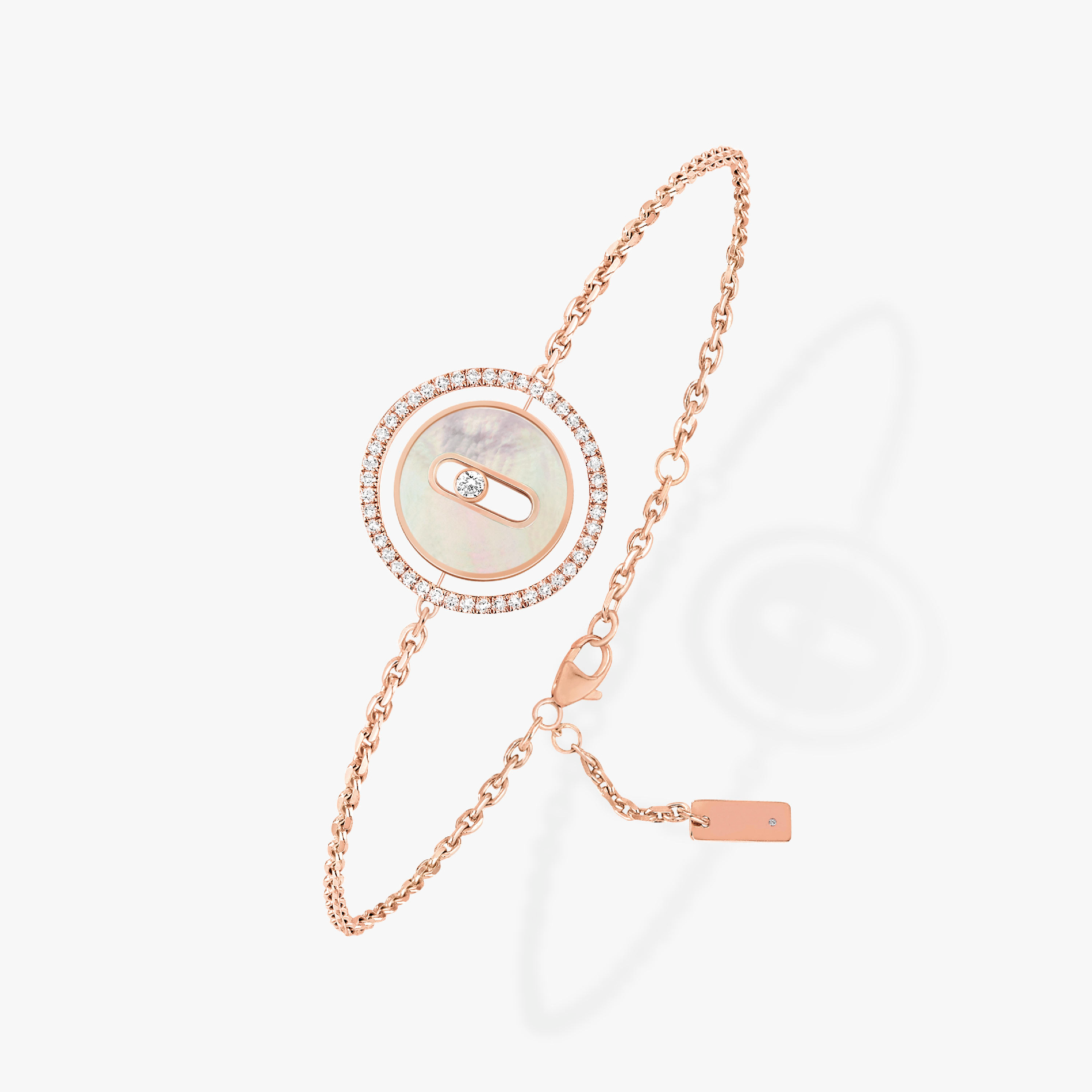 [Imperial Jewelrys]LUCKY MOVE WHITE MOTHER OF PEARL PINK GOLD DIAMOND BRACELET