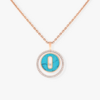 [Imperial Jewelrys]LUCKY MOVE 1 DIAMOND TURQUOISE PINK GOLD DIAMOND NECKLACE