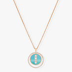 [Imperial Jewelrys]LUCKY MOVE 3 DIAMONDS TURQUOISE PINK GOLD DIAMOND NECKLACE