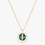 [Imperial Jewelrys]LUCKY MOVE 3 DIAMOND MALACHITE GOLD DIAMOND NECKLACE