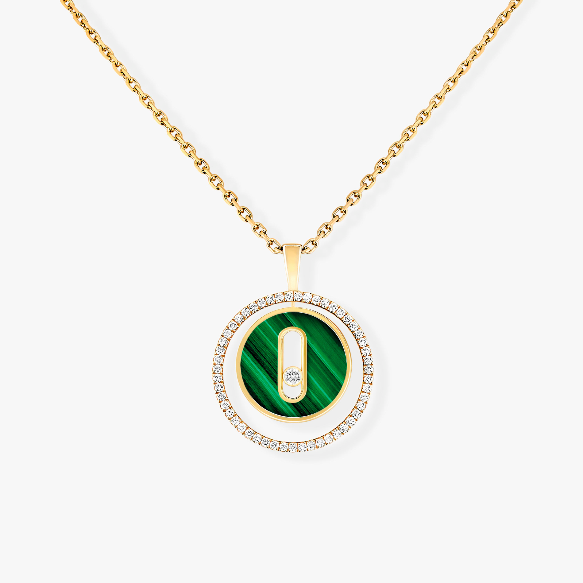 [Imperial Jewelrys]LUCKY MOVE 1 DIAMOND MALACHITE GOLD DIAMOND NECKLACE