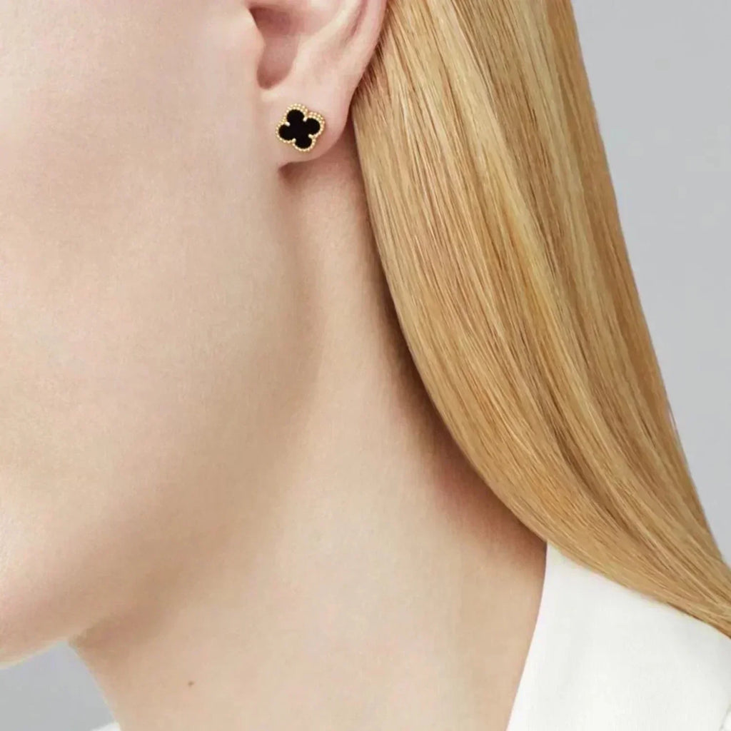 ¡®Imperial¡¯CLOVER MINI 9.5MM BLACK MOP EARRINGS