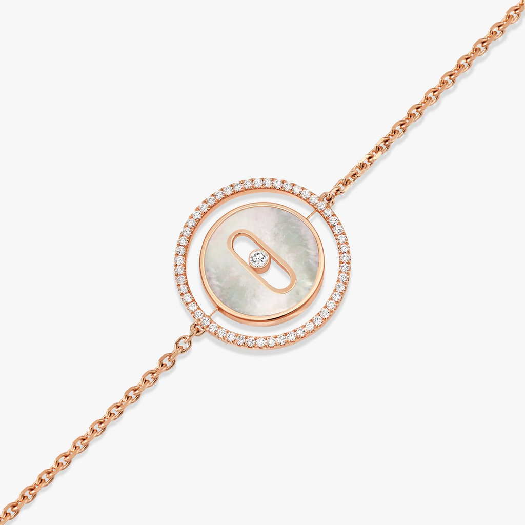 [Imperial Jewelrys]LUCKY MOVE WHITE MOTHER OF PEARL PINK GOLD DIAMOND BRACELET