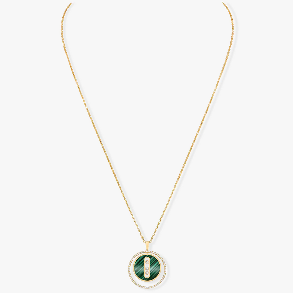 [Imperial Jewelrys]LUCKY MOVE 3 DIAMOND MALACHITE GOLD DIAMOND NECKLACE