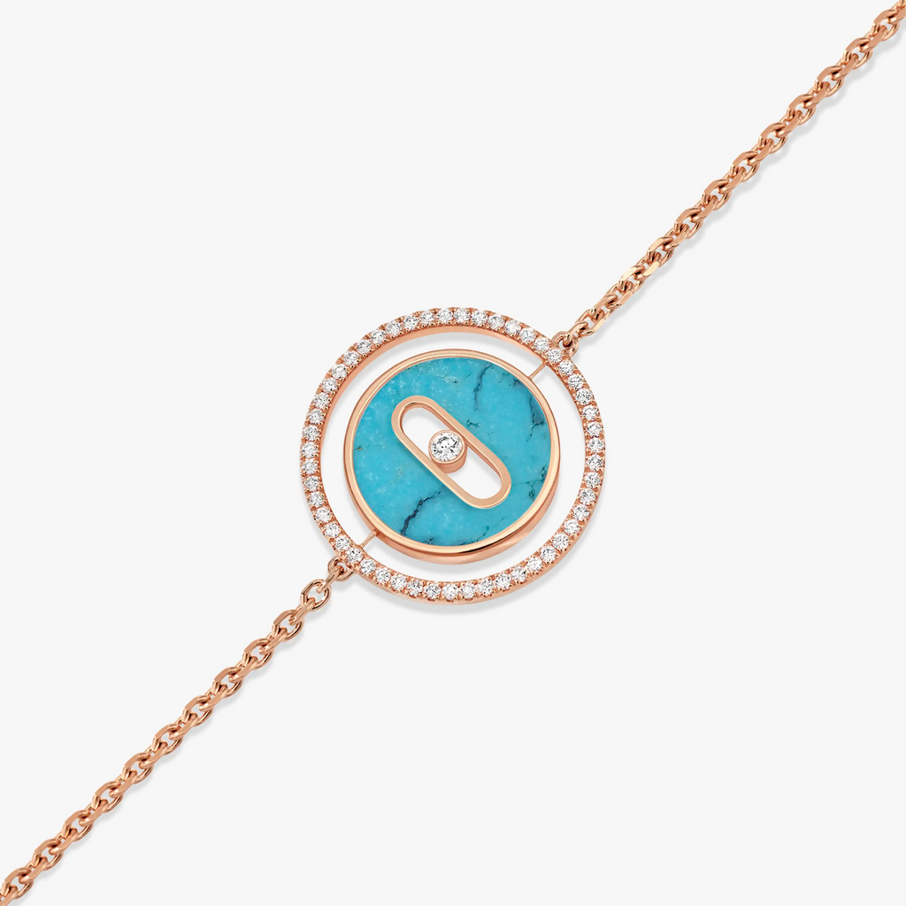 [Imperial Jewelrys]LUCKY MOVE TURQUOISE PINK GOLD DIAMOND BRACELET