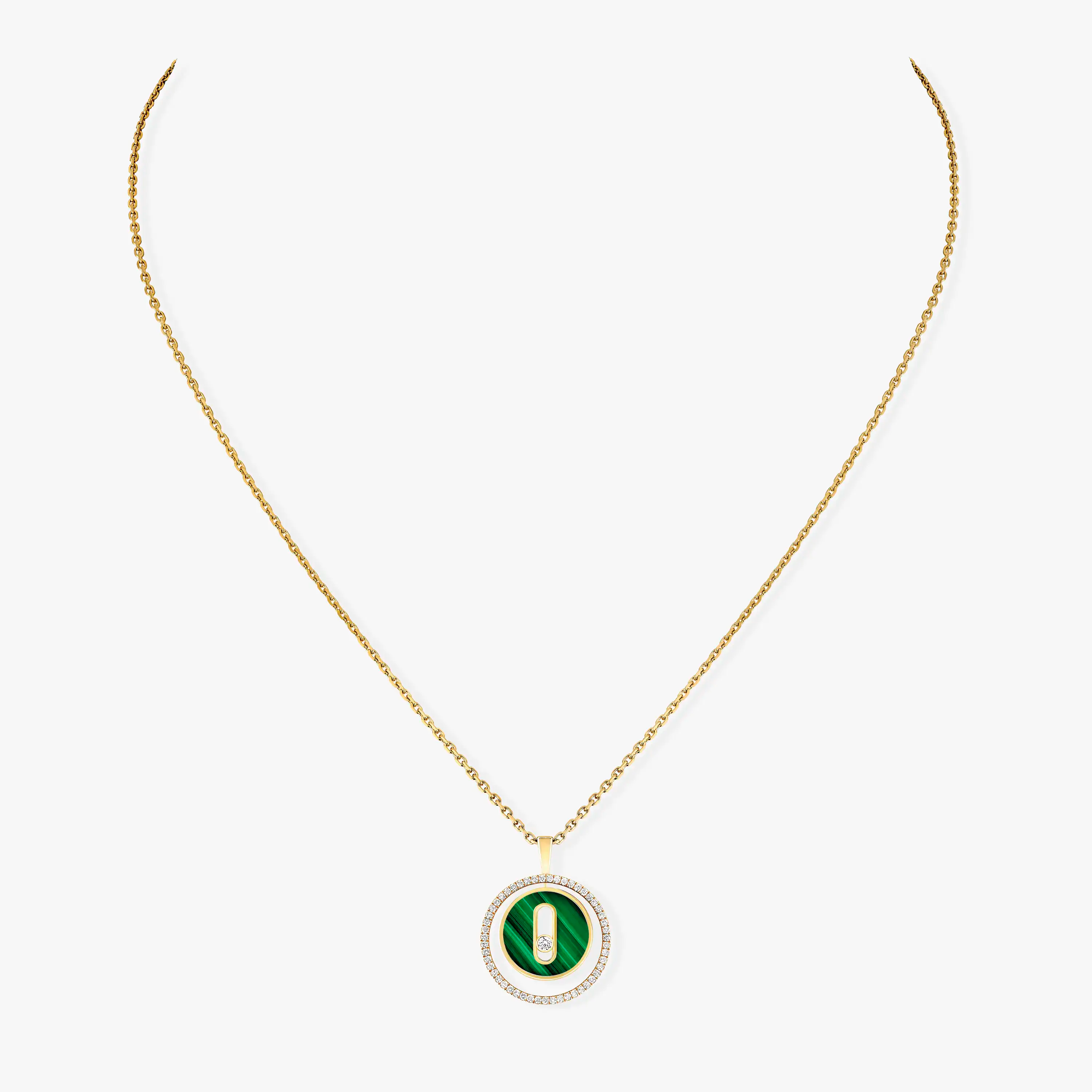[Imperial Jewelrys]LUCKY MOVE 1 DIAMOND MALACHITE GOLD DIAMOND NECKLACE