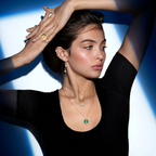 [Imperial Jewelrys]LUCKY MOVE 3 DIAMOND MALACHITE GOLD DIAMOND NECKLACE