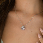 ¡®Imperial¡¯CLOVER  15MM DIAMOND LASER NECKLACE SILVER