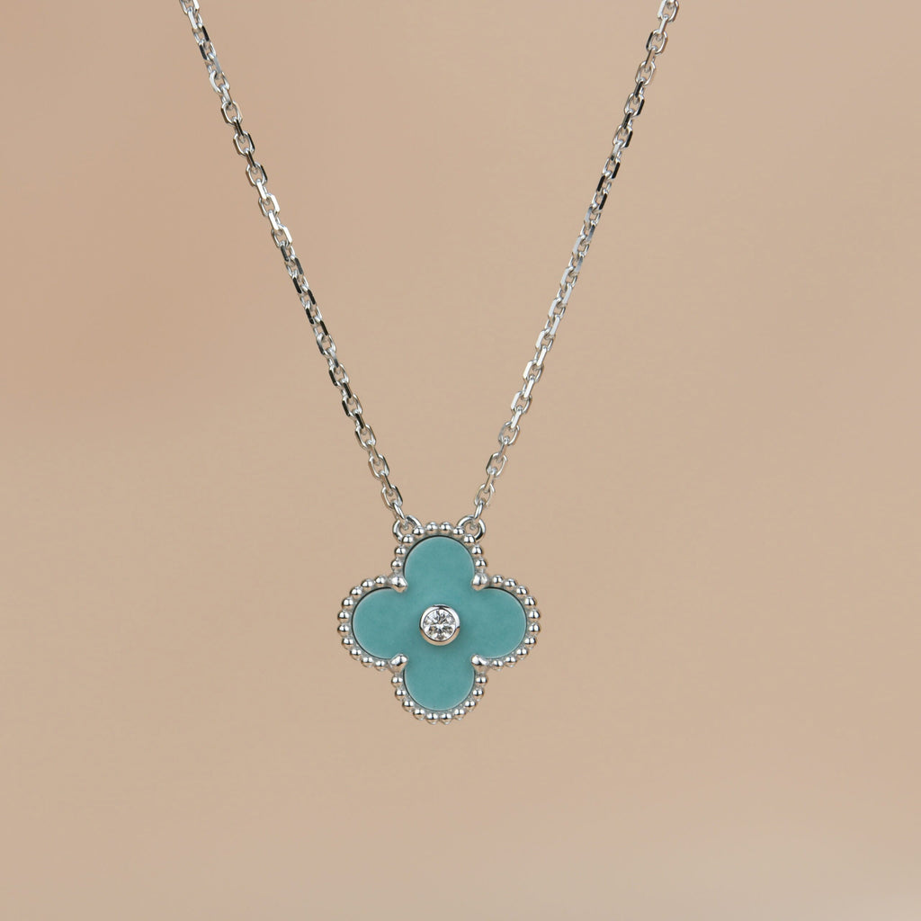 ¡®Imperial¡¯CLOVER 15MM DIAMOND SVRES PORCELAIN  NECKLACE SILVER