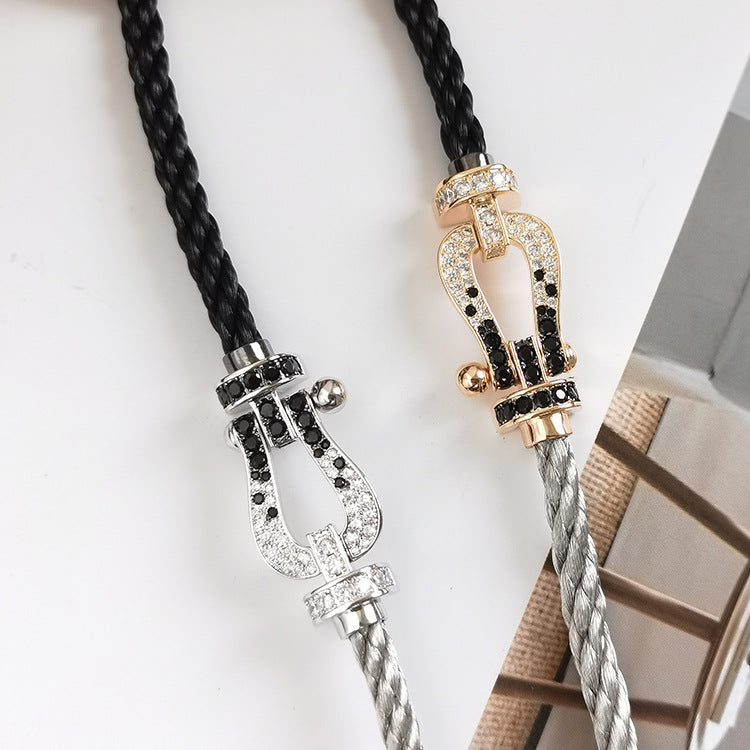 ¡®Imperial¡¯FORCE LARGE HORSESHOE BLACK WHITE DIAMOND BRACELET ROSE GOLD